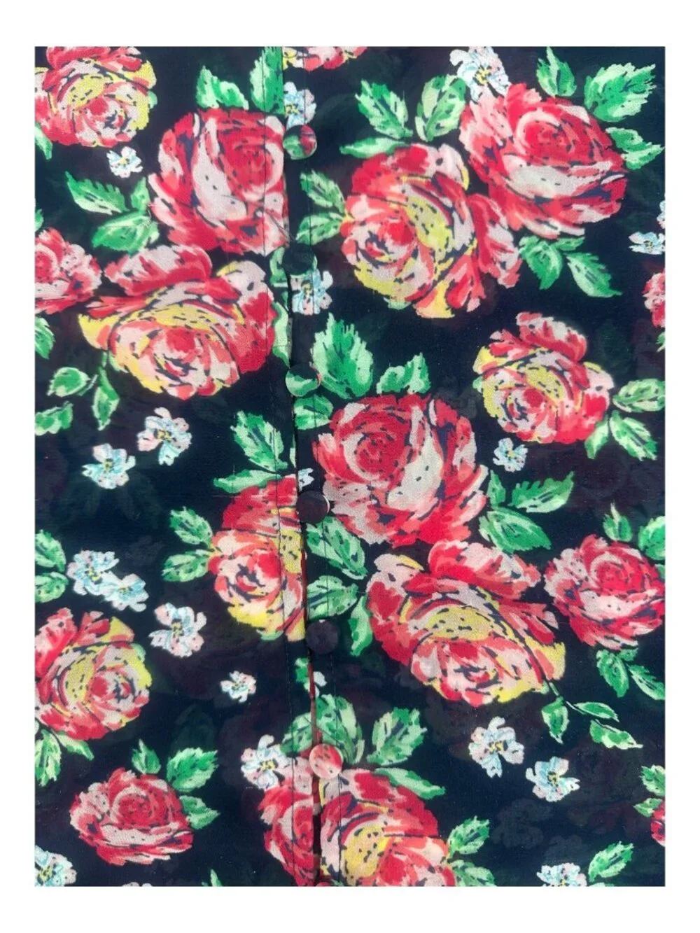 Torrid Black Pink Floral Chiffon Blouse 2X 3/4 Flutter Sleeve Whimsigoth Boho - Picture 7 of 8